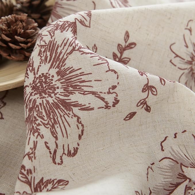 jinchan Floral Linen Tier Curtains 45 Inch Farmhouse Botanic Christmas - Image 7