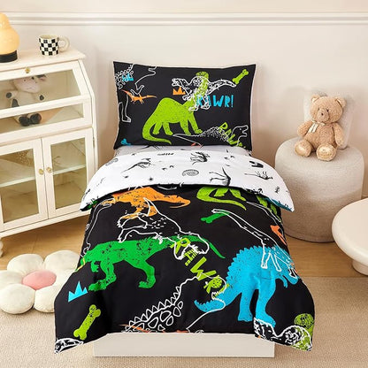 PERFEMET Twin Kids Bedding Sets 4-Piece Cartoon Dinosaur Boys Comforter by PERFEMET