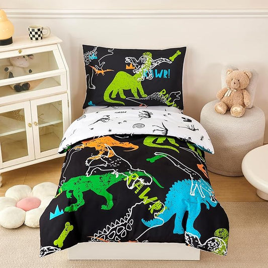 PERFEMET Twin Kids Bedding Sets 4-Piece Cartoon Dinosaur Boys Comforter by PERFEMET