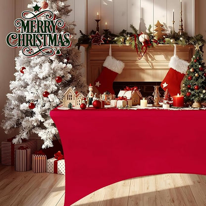 IVAPUPU 2 Pack 6FT Table Cloth for Rectangular Fitted Events Stretch Red Table - Image 2