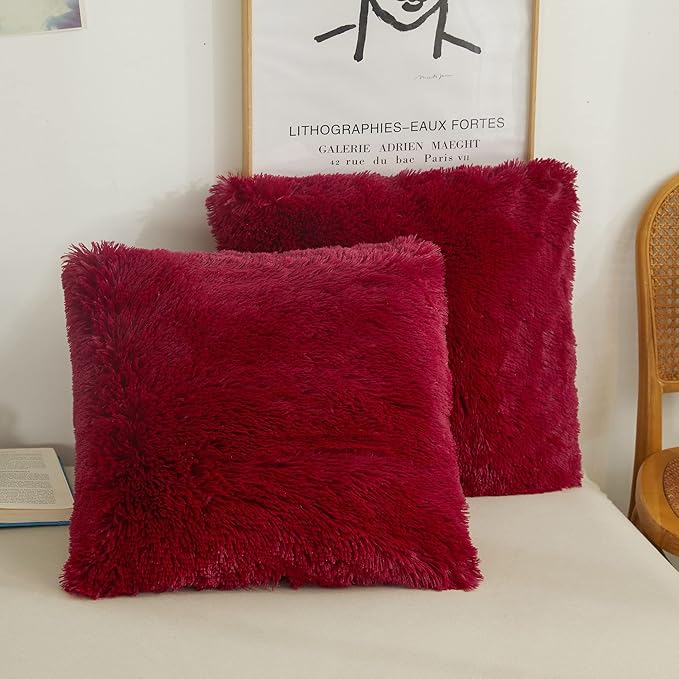 XeGe Faux Fur Throw Pillow Covers, Luxury Fluffy Plush Pillow Shams, Shaggy by XeGe