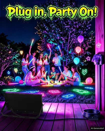 2 Pack 100W Black Light IP66, Powerful Blacklight for Halloween Glow Party