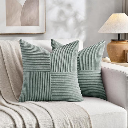 Fancy Homi 2 Packs Grey Blue Samll Decorative Throw Pillow Covers 14x14 Inch - Image 5