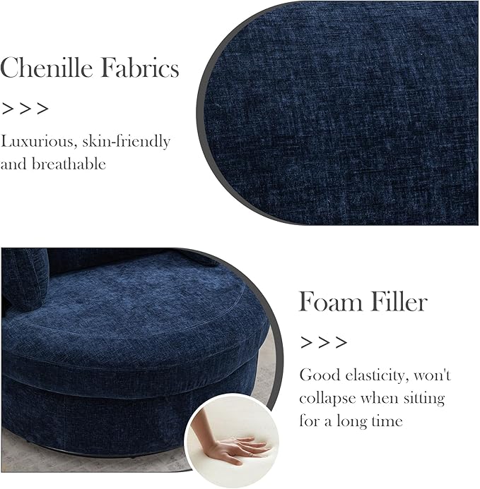 Aoiy & Wifon 42" W Oversized Swivel Accent Chair, Upholstered Round Barrel Chair - Image 4