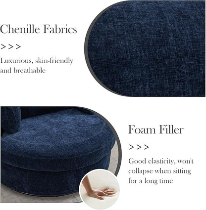 Aoiy & Wifon 42" W Oversized Swivel Accent Chair, Upholstered Round Barrel Chair - Image 4