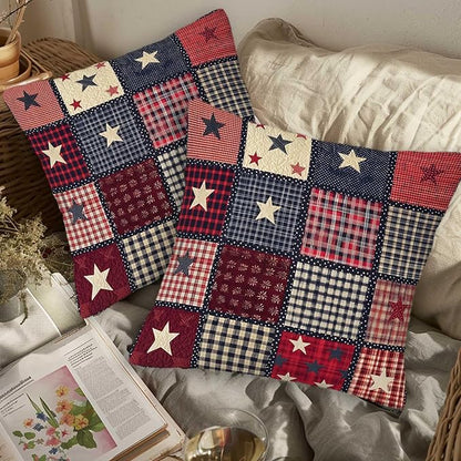Flag Patchwork Print Throw Pillow Covers Set of 2 | 18x18 Inches Cushion Cases - Image 3