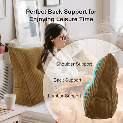 WOWMAX 100% Cotton Corduroy Headboard Pillow – Full Size Back Support Reading - Image 3