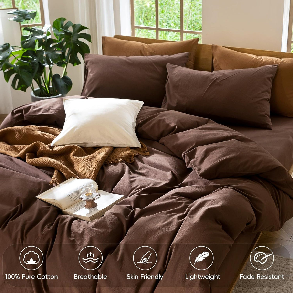 moomee duvet cover set 100% washed cotton linen, side view