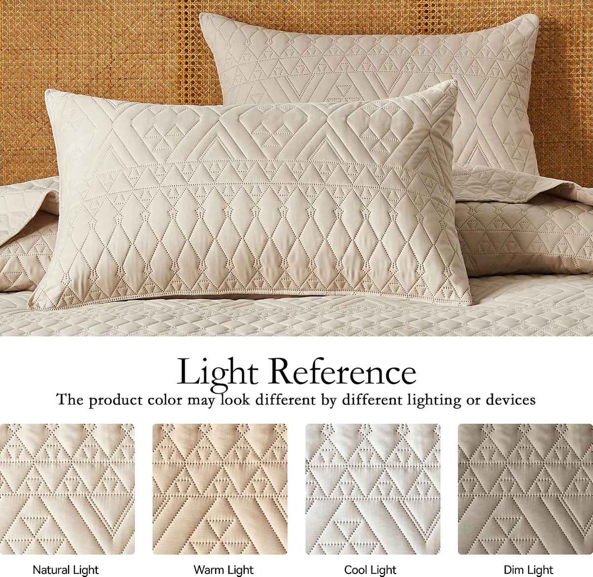 akkialla full/queen size quilt bedding set,beige lightweight microfiber, side view