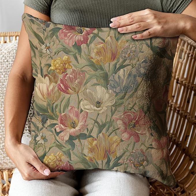 Bohemian Pillow Covers | Vintage Floral & Carpet Design | Double Sided Blue - Image 5