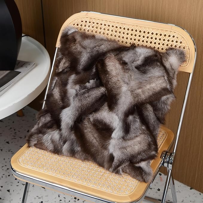 Luxury Fox Skin Fur Throw Pillow Covers Patchwork Natural Fox Plush Throw - Image 2
