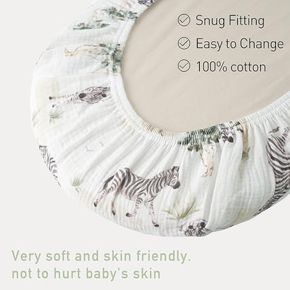 Muslin Bassinet Fitted Sheets, 2 Pack - Image 5