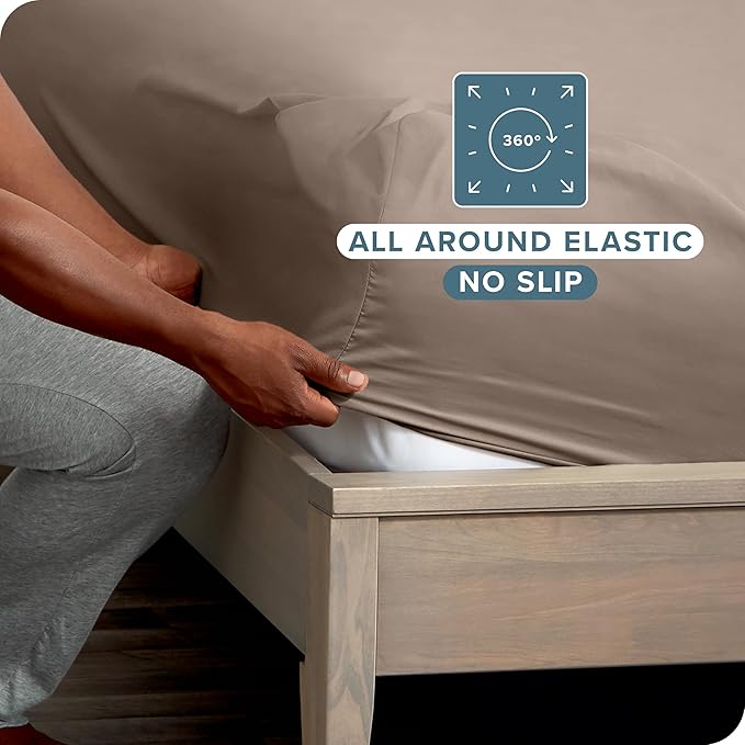 Bare Home 2-Pack Fitted Bottom Sheets Split King - Image 3