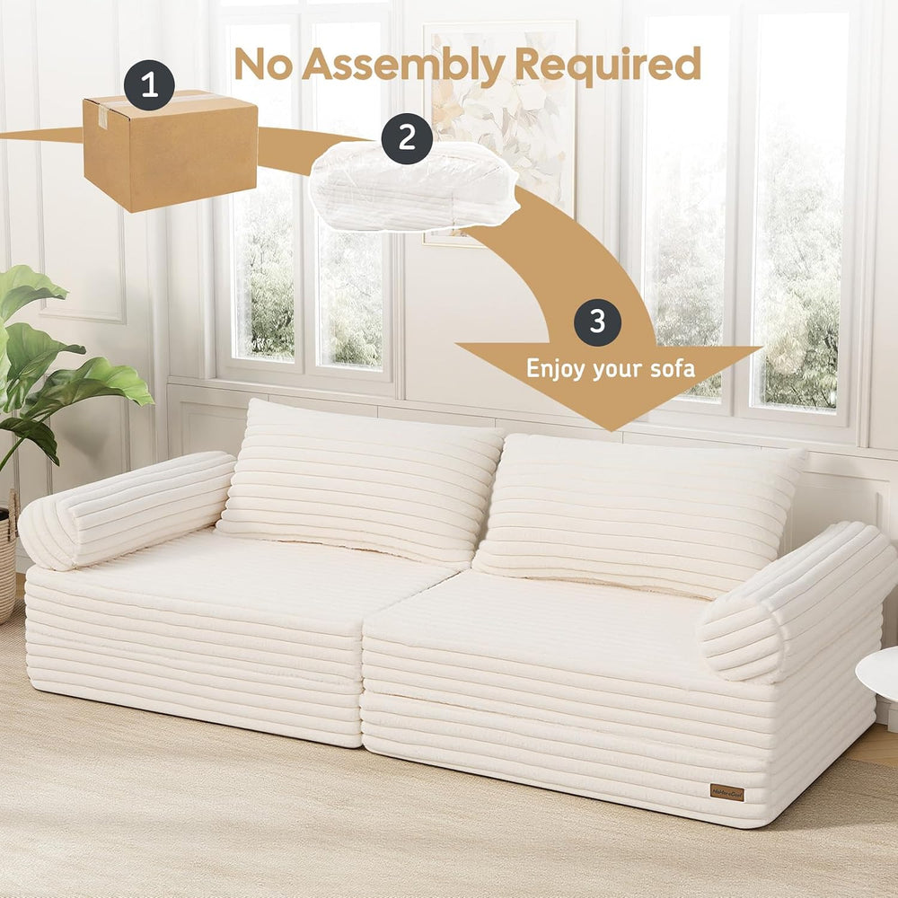 MeMoreCool Convertible Sofa Bed, Folding Floor Couch with Pillows, Corduroy
