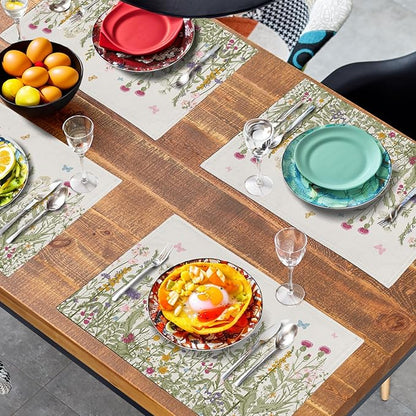 Rustic Wildflower Floral Placemats Set of 4 Spring Summer Vintage Flowers - Image 7