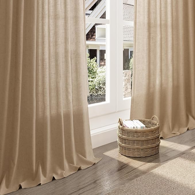 Nanspring Sand Beige Curtains 96 Inch Length 2 Panels Set - Image 5