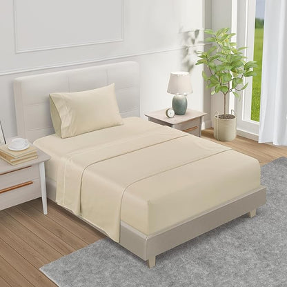 Twin XL 100% Cotton Sheets For Twin Bed, 800TC Fully Elasticated Fitted Sheet & by CHATEAUHOMECOLLECTION