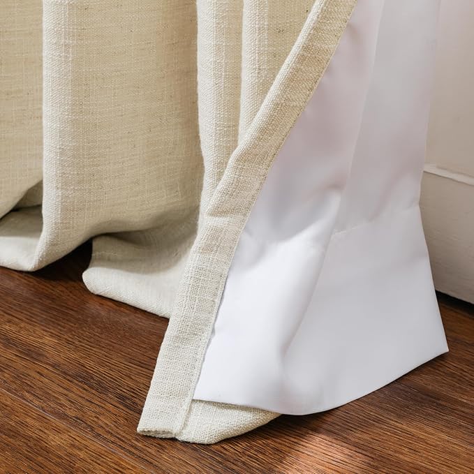 TWOPAGES Pinch Pleated Curtain 96 Inches Long Sand Beige Faux Linen Textured - Image 4