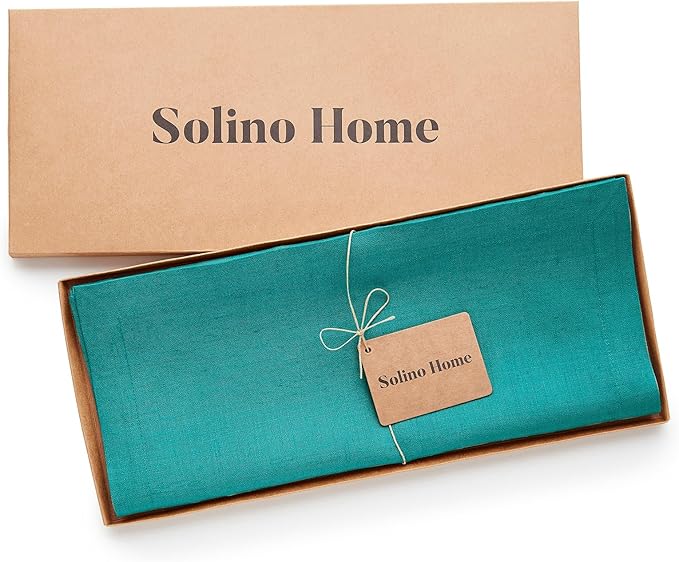 Solino Home Linen Teal Table Runner 120 Inches Long - Image 5