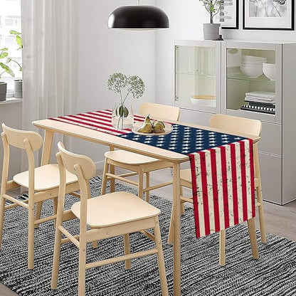 July 4th Table Runner Rustic American USA Flag Seasonal Dinner Runner - Image 3