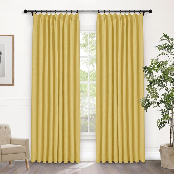 Macochico Pinch Pleated Blackout Curtains 102 Inches Long 100% Light Blocking by Macochico