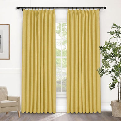 Macochico Pinch Pleated Blackout Curtains 102 Inches Long 100% Light Blocking by Macochico