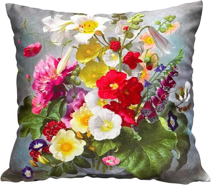 Vintage Floral Bouquet 20x20 Plush Throw Pillow Case, Double-Sided Printed by whooplaArt