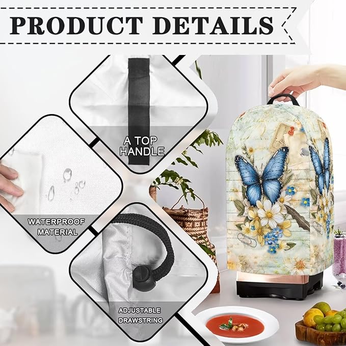 Blender Cover Stand Mixer Covers Boho Floral Butterfly Anti Fingerprint Dust - Image 4