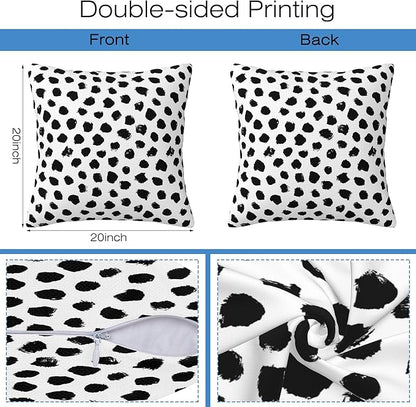 White and Black Spot Throw Pillow Covers Set of 2 Polka Dot Pillow Covers 20x20 - Image 2