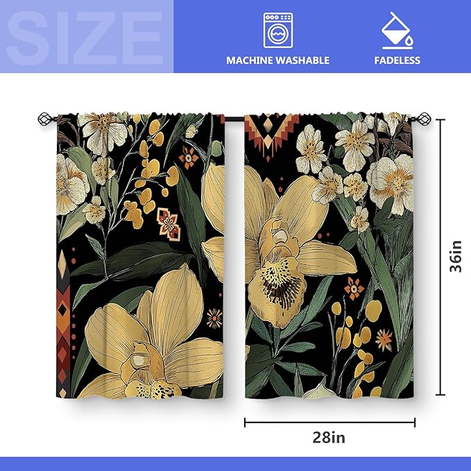 Aimego Boho Floral Kitchen Curtains - Image 3