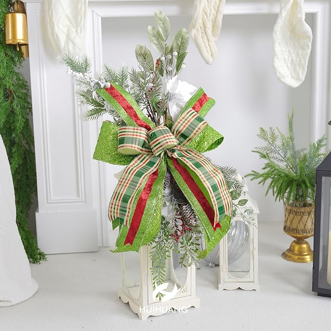HUIHUANG Lime Green Glitter Wired Ribbon - Image 7