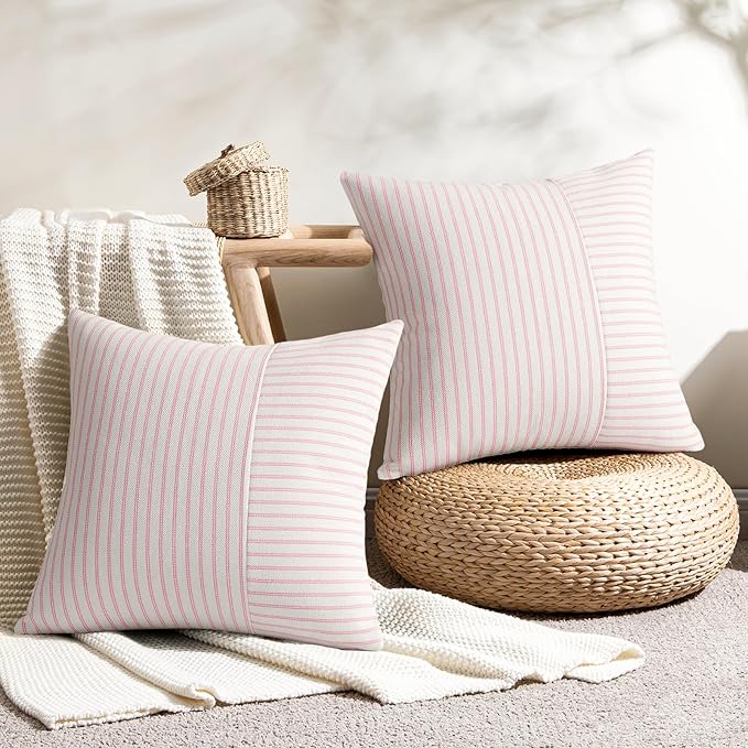 YCOLL Farmhouse Pillow Covers 20x20, Modern Accent Square Throw Pillow Covers - Image 2
