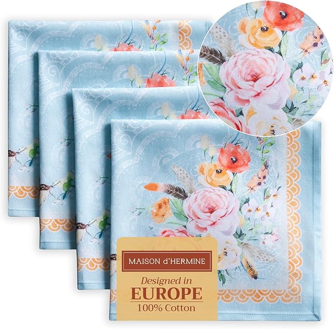 Maison d' Hermine Cloth Napkins Set of 4 100% Cotton Everyday Reusable Square by MaisondHermine