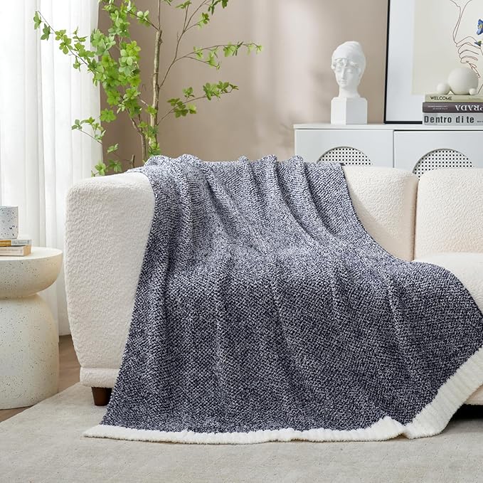 Snuggle Sac Navy Throw Blanket for Couch, Oversized Throw XL Super Soft Warm - Image 7