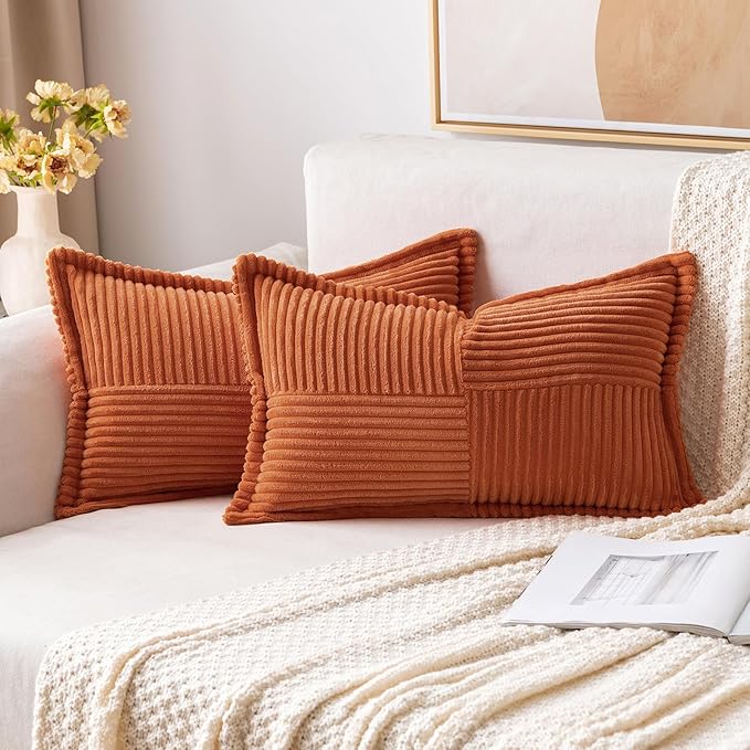 MIULEE Rust Decorative Lumbar Throw Pillow Covers by MIULEE