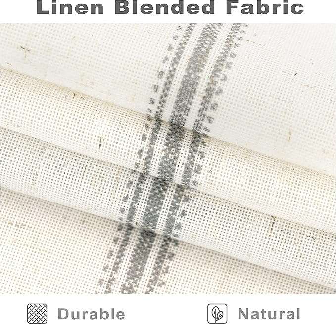 DriftAway Farmhouse Vertical Striped Linen Blend Textured Light Filtering Semi - Image 4