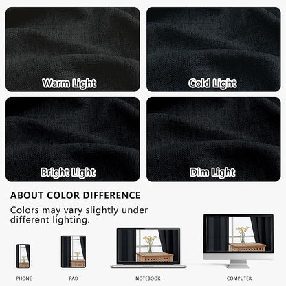 OVZME Black Valance for Windows, Light Filtering Faux Linen Textured Small Cafe - Image 8