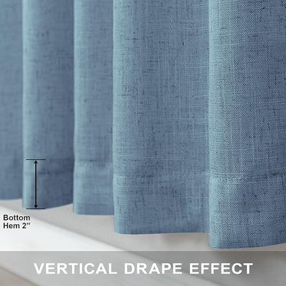 Pitalk Stone Blue Linen Blend Sheer Curtains Back Tab 52 Width by 90 Length Set - Image 5