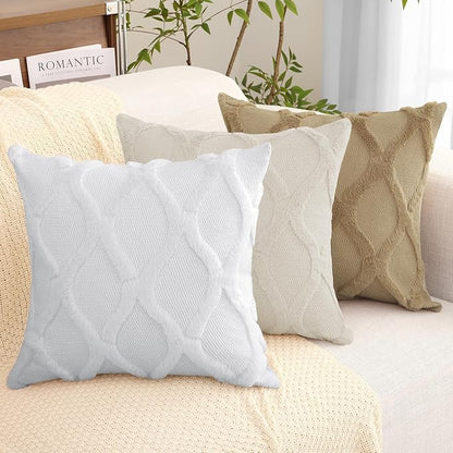 decorUhome Throw Pillow Covers 20x20 Inch Set of 2, Soft Plush Faux Fur Wool - Image 7