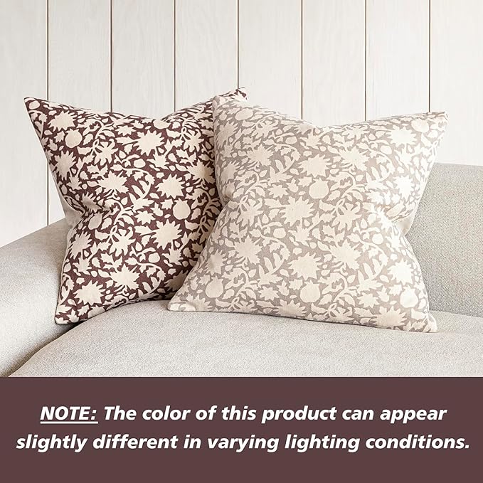Foindtower Set of 2 Decorative Neutral Floral Throw Pillow Covers Accent - Image 4