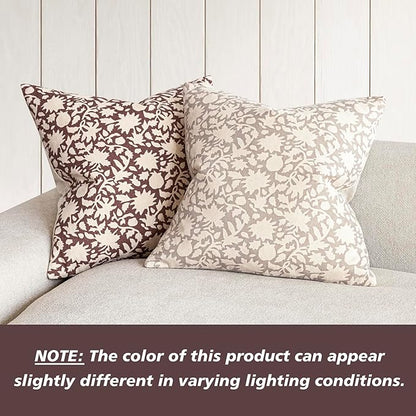 Foindtower Set of 2 Decorative Neutral Floral Throw Pillow Covers Accent - Image 4
