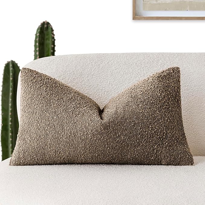 Foindtower Decorative Textured Boucle Throw Pillow Covers Accent Solid Lumbar by Foindtower
