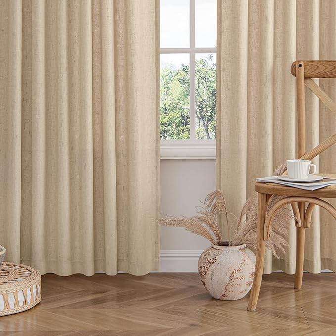MIULEE Non-See-Through Privacy Linen Curtains 2 Panels, Light Filtering Window - Image 8