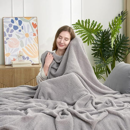 Snuggle Sac Grey Throw Blanket for Couch Bed Sofa 60x80 inches, Reversible Grey - Image 4