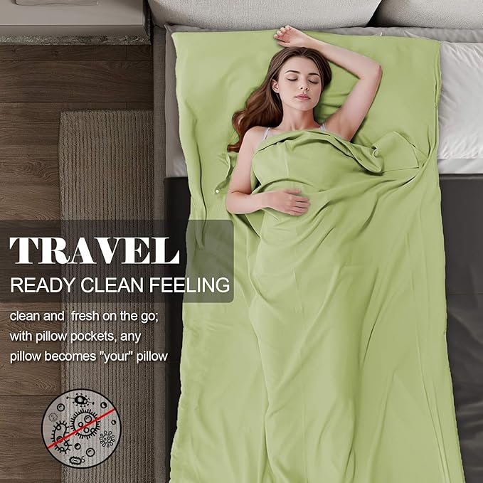 Sleeping Bag Liner, Travel Sheet & Adult Sleep Sack, Camping Sheets Travel - Image 4