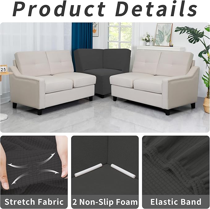 Easy-Going Stretch Sectional Corner Sofa Slipcover 1-Piece Couch Sofa Cover - Image 5