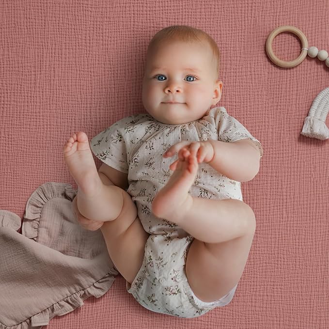 Blissful Diary Muslin Mini Crib Sheets, Pack and Play Mattress Sheets Fitted - Image 3