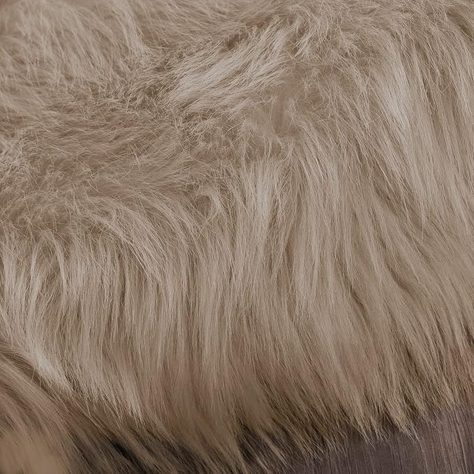 Latepis Light Brown Beige 5X6.7 Faux Fur Rug Fluffy Fuzzy Throw Rugs Washable - Image 7