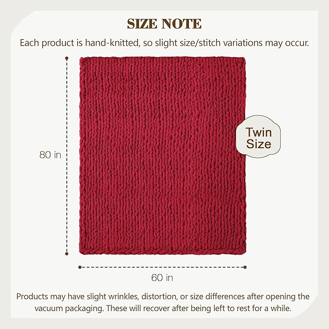 Carriediosa Chunky Knit Throw Blanket 60" X 80" Twin, 100% Hand Made Large - Image 3