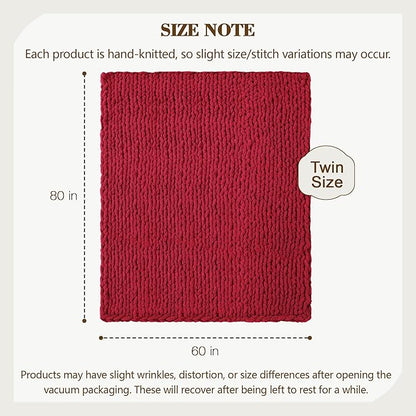 Carriediosa Chunky Knit Throw Blanket 60" X 80" Twin, 100% Hand Made Large - Image 3